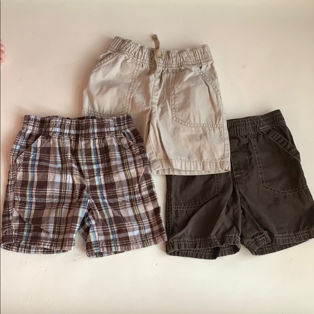 Jumping Bean Casual Boy Shorts Set - Beige, Brown, Brown Plaid 2T